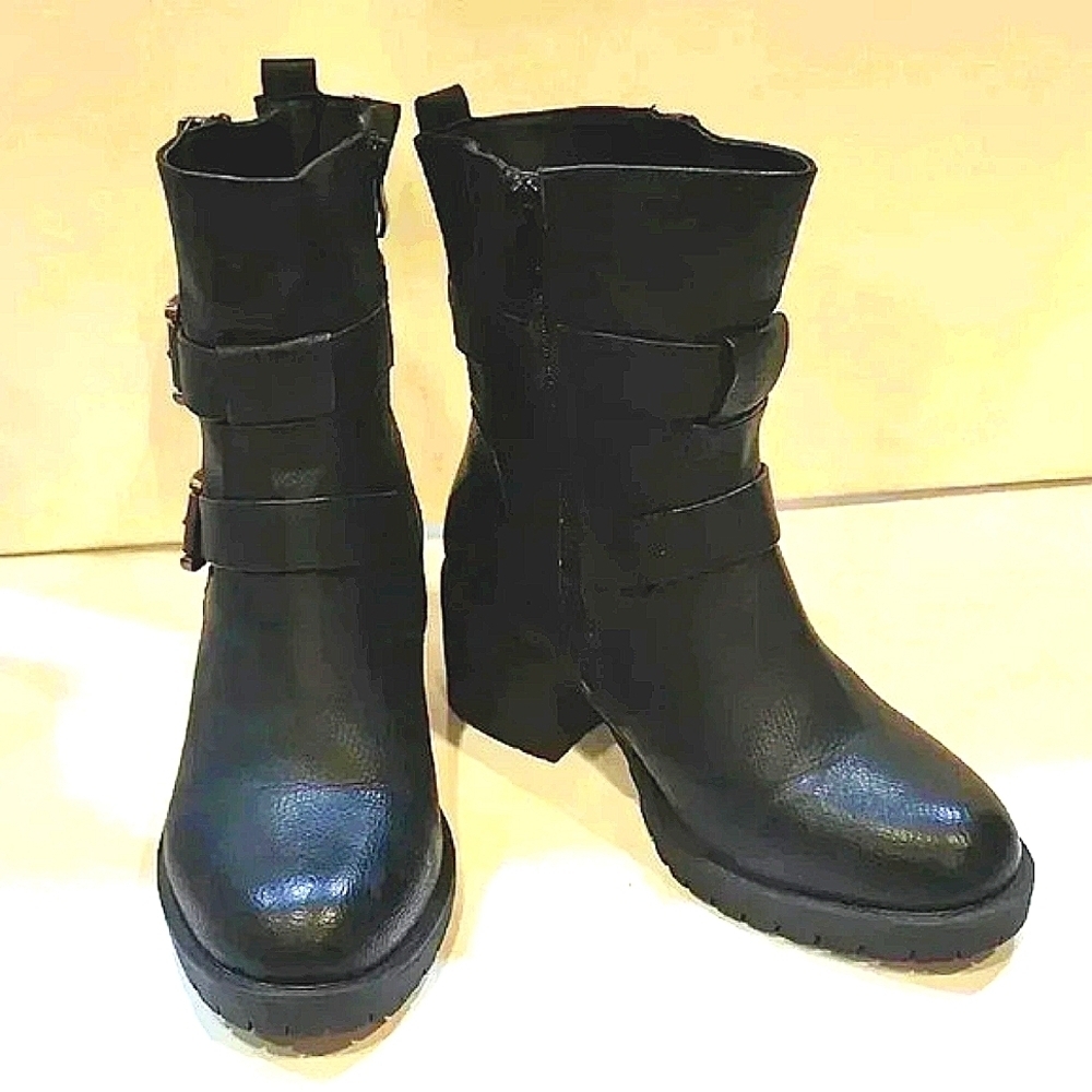 Torrid Black Leather Combat Boots